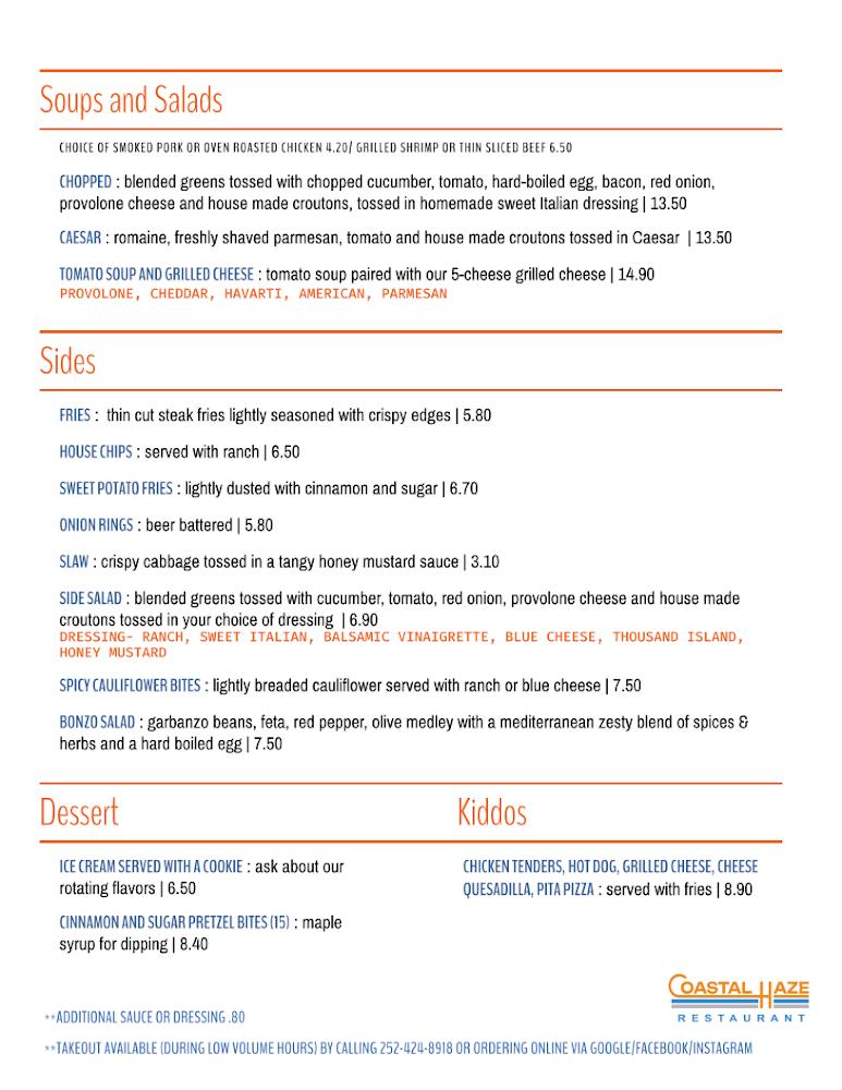 Coastal Haze Restaurant Menu image 1