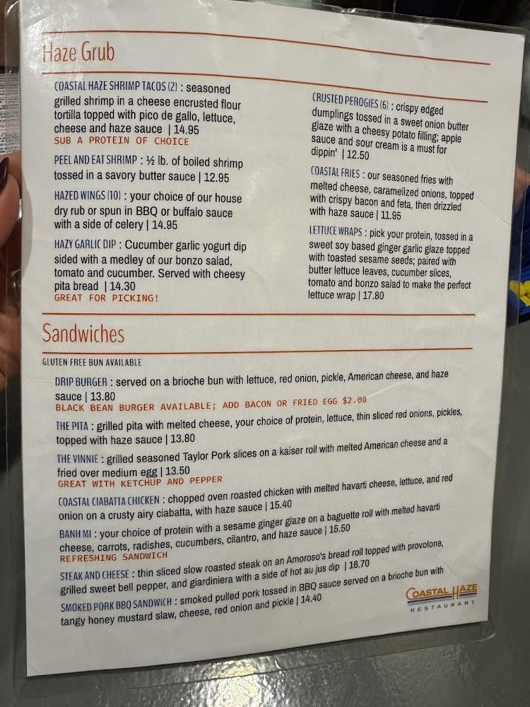 Coastal Haze Restaurant Menu image 3